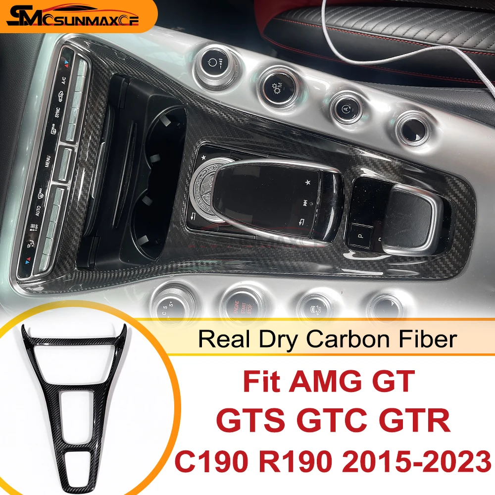 For Benz AMG GT C190 R190 GTC GTS GTR 2Doors 2015-2018 Real Dry Carbon Fiber Center Inner Panel Sticker Car Interior Accessories