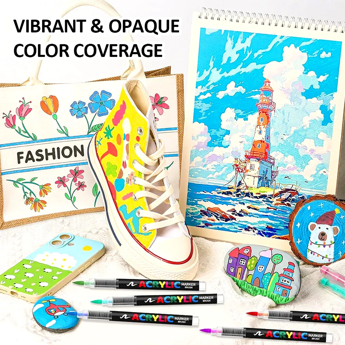 72 Colors Acrylic Paint Pens Markers Set Brush Tip Paint Marker For Rock Painting Wood Canvas Stone Christmas Gift DIY Crafts