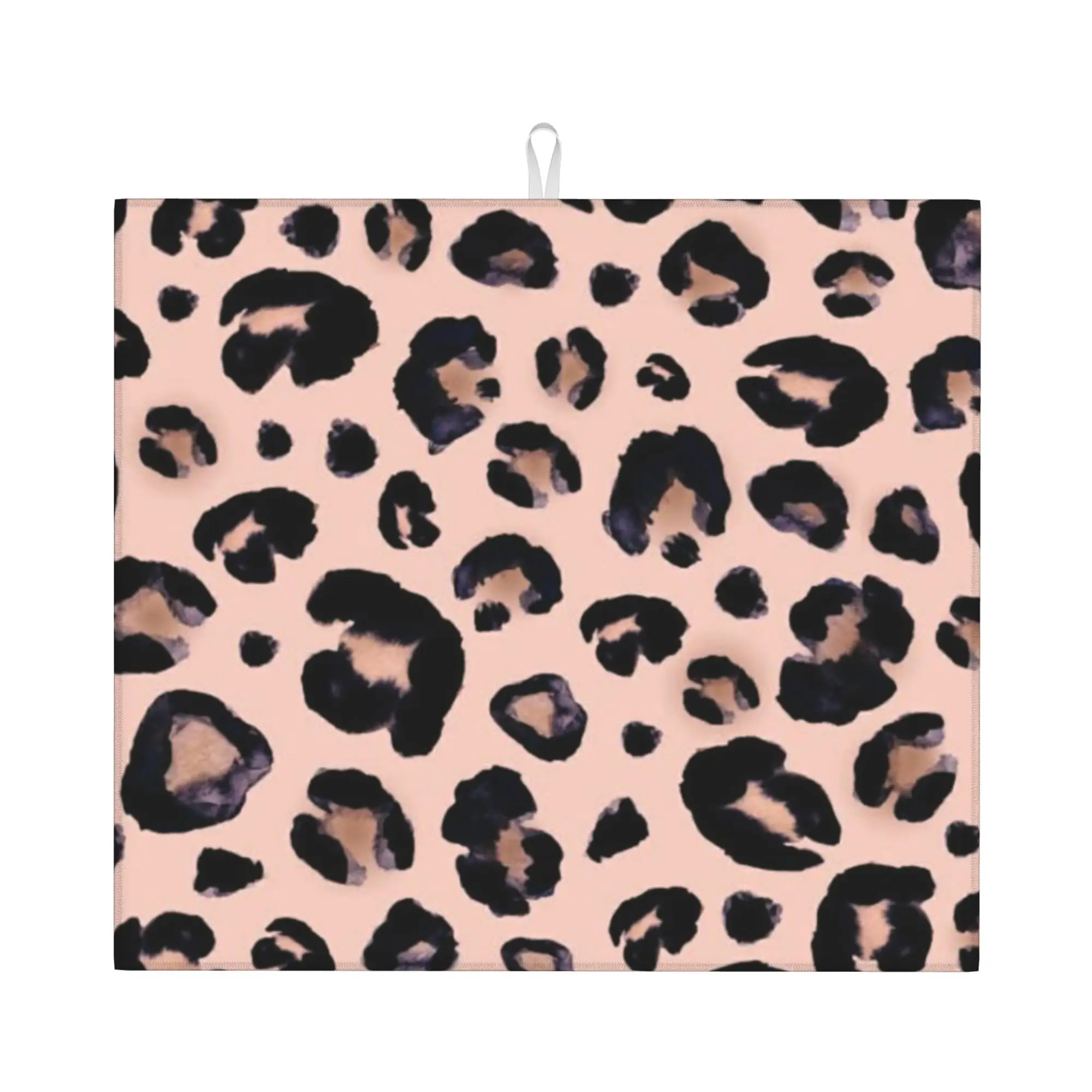 Leopard Fur Skin Texture Hot Pink Drying Mat For Kitchen Waterproof Non‑Slip Oil Proof Reusable Countertop Protector Mat