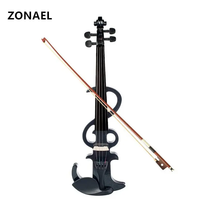 

Silent Electric Violin for Beginners, Full Size, Basswood Body, Bow String Connecting Cable, Bridge, Carry for Beginners, 4/4