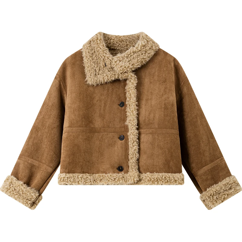 VIMLY chaqueta Vintage de piel sintética para mujer, abrigos femeninos de un solo pecho con forro polar y cuello de solapa, prendas de vestir exteriores de cuero cálidas 30555