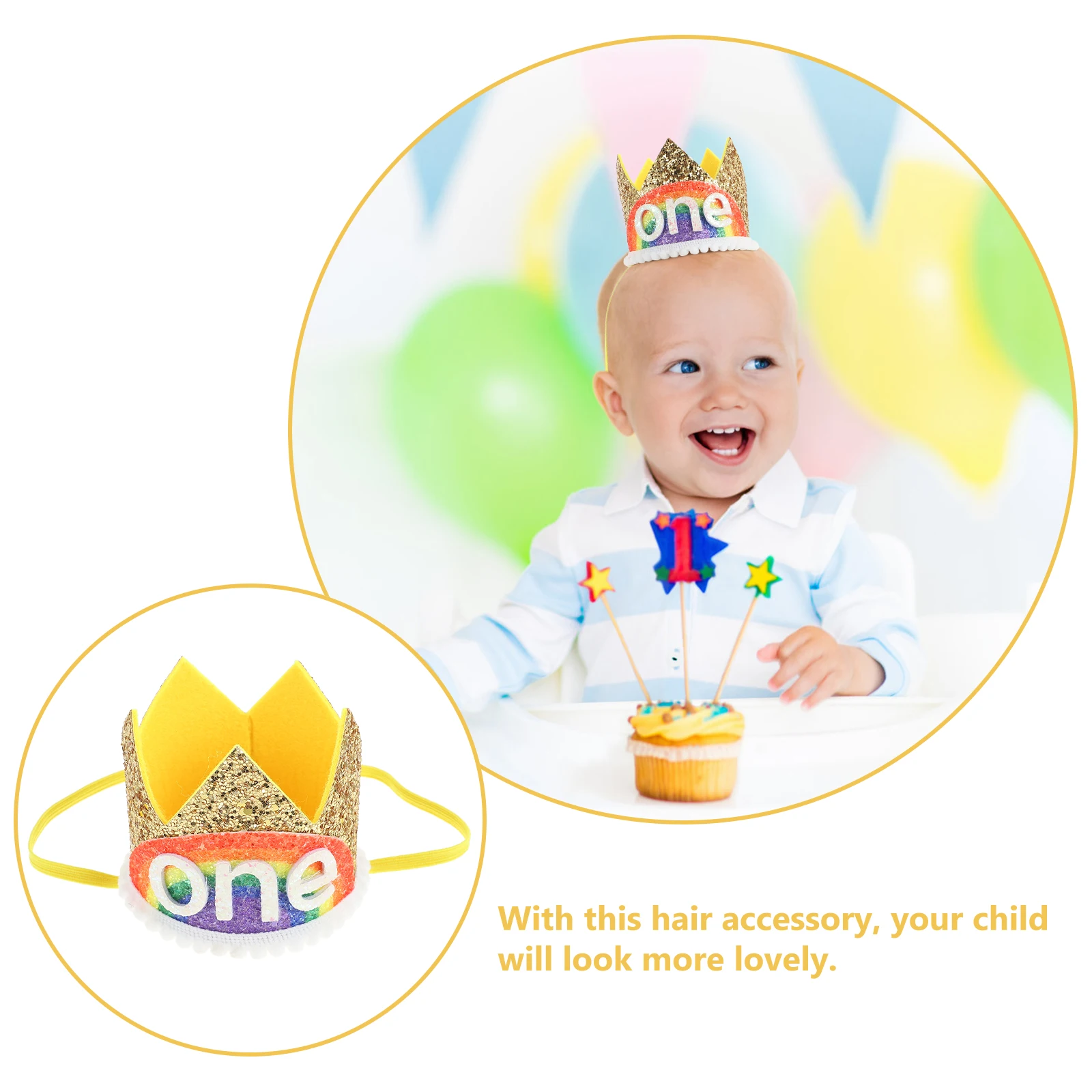 

Number Rainbow Crown Hairband Accessories Birthday Tiara Hat Headband