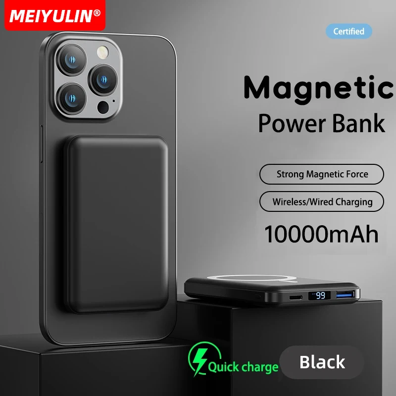 10000mAh Wireless Magnetic Power Bank 5000mAh Portable USB C Fast Charging Mobile External Battery For IPhone 16 Xiaomi Samsung