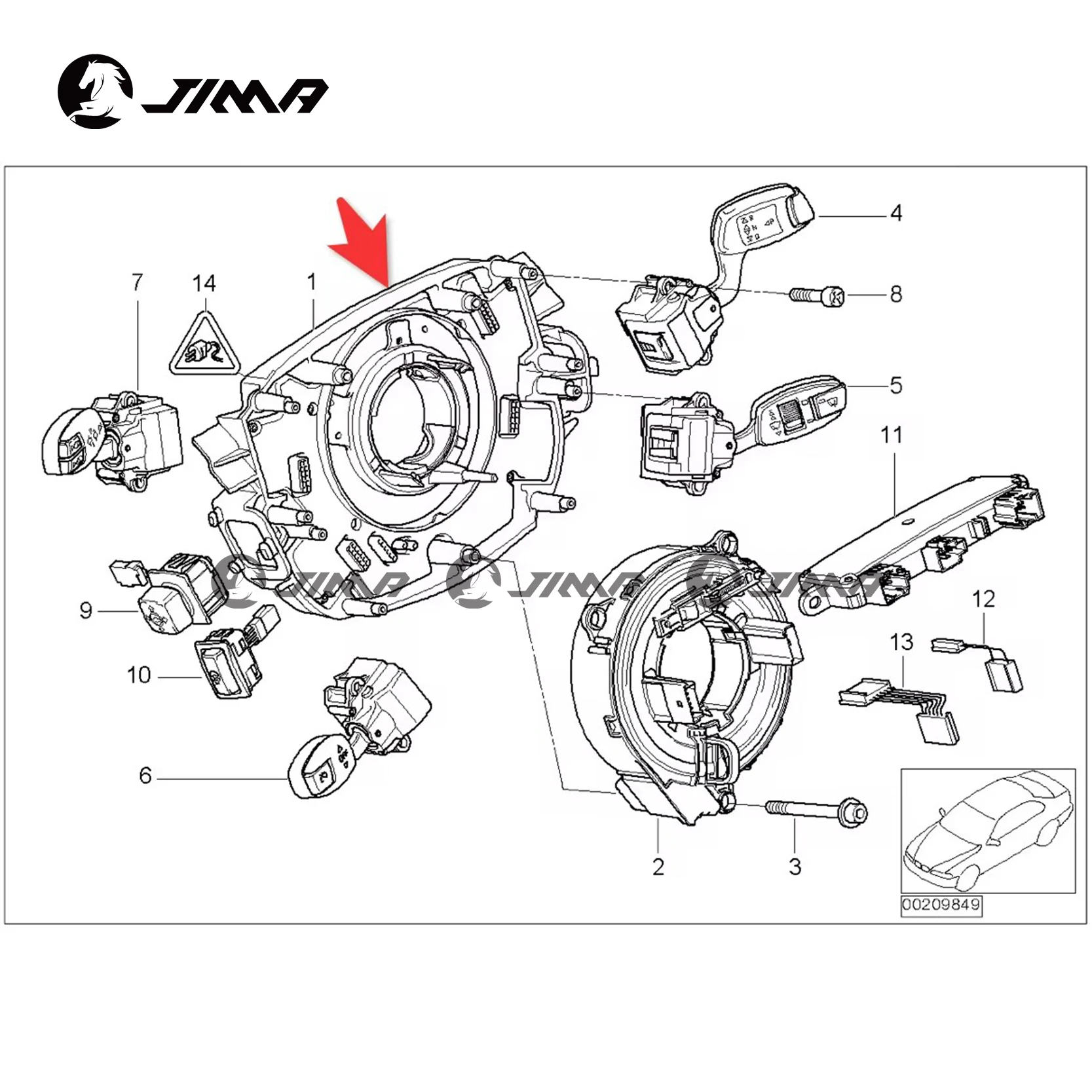 Steering Column Combination Switch Steering Angle for Rolls-Royce Phantom OE 61319289173 61319138467