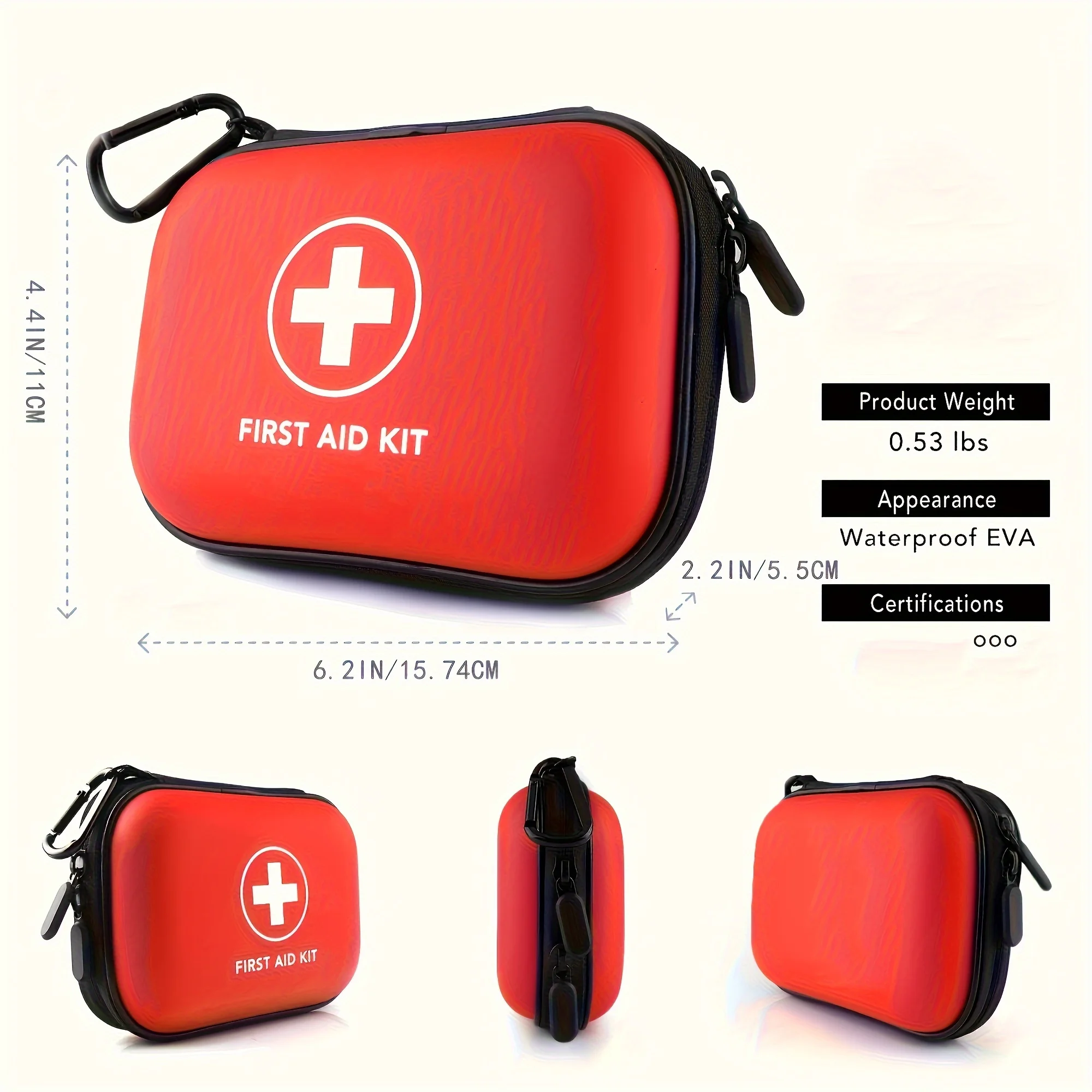 First Aid Kit Complete, 104Pcs Water-Resistant Hard Shell Small Case. Perfect For Travel, Outdoor, Home, Office,Camping, Hiking