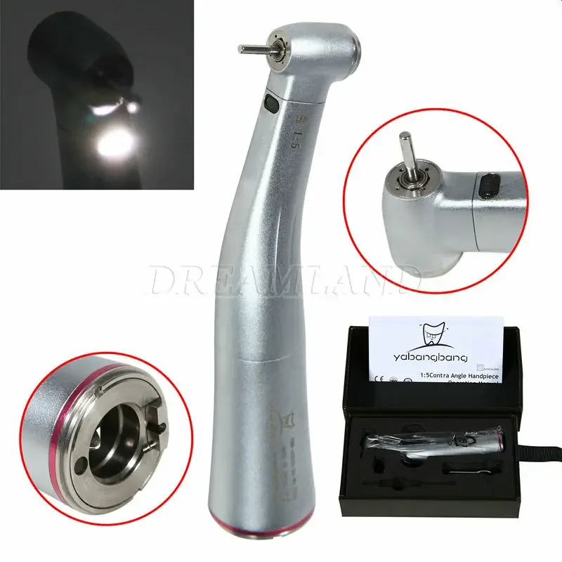 Dental 1:5 Electric Fiber Optic Led Contra Angle Handpiece Red Ring Fit Kavo NSK Turbine