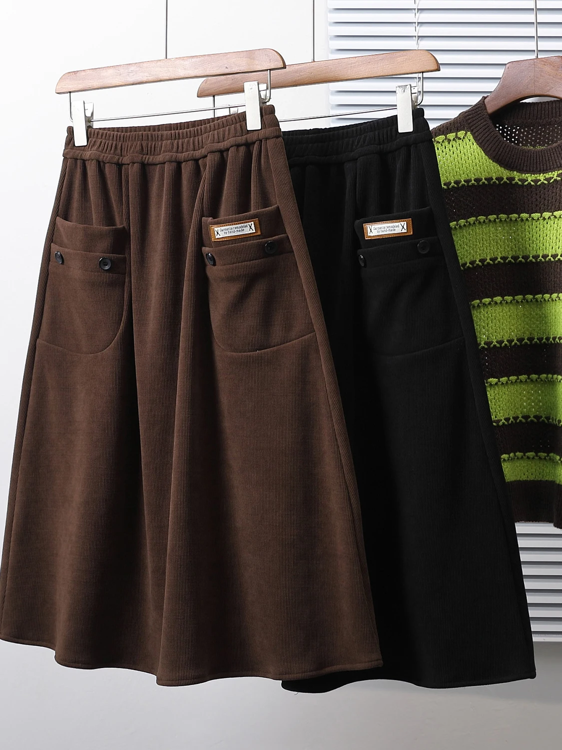 

Authentic Knitted A-Line Skirt High Waist Coffee Color Autumn Winter New Sle Women's Faion Commute Ciwalk Skirt
