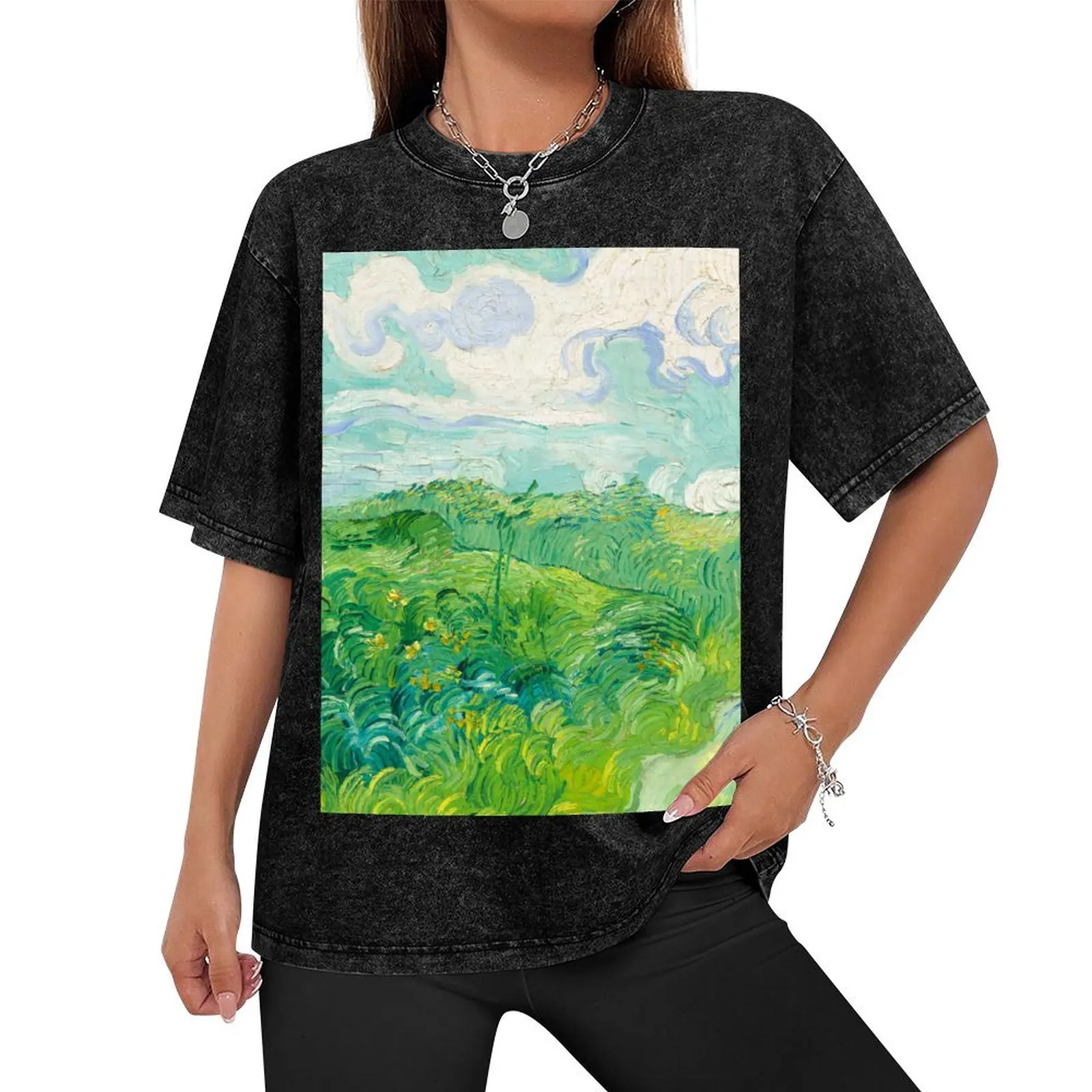 Green Wheat Fields Auvers Van Gogh Fine Art T-Shirt clothes cute clothes Aesthetic clothing heavyweight t shirts for men