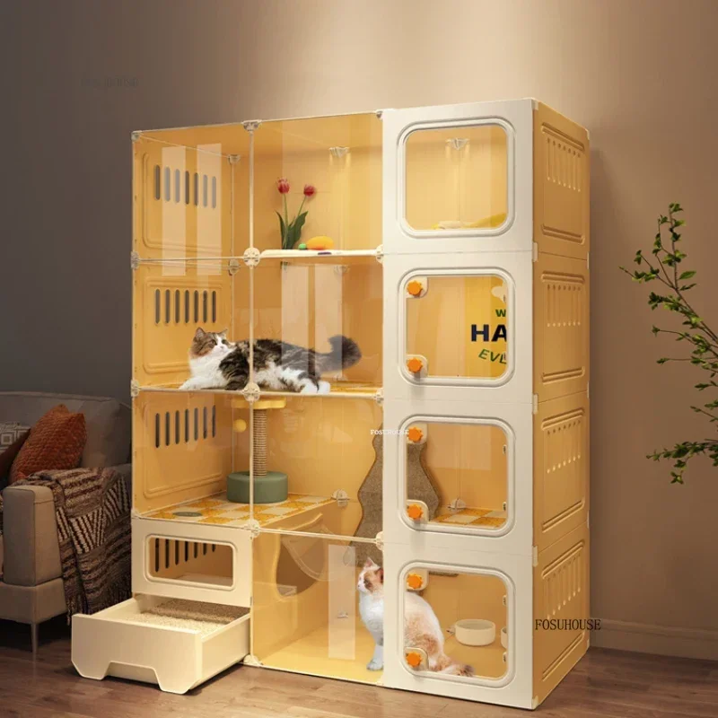 Extra Large Indoor Transparent Cat Cages Multifunctional Outdoor Cat Cabinets Free Space Home Cat Villa with Toilet Integrated M