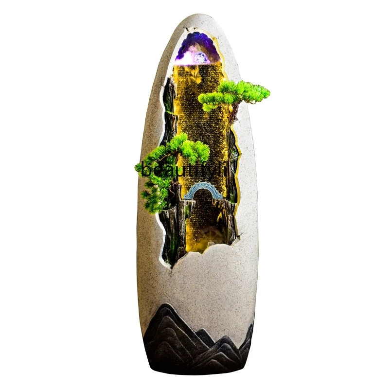 

Circulating water curtain wall office rockery fountain lucky water device living room decoration entrance floor ornament