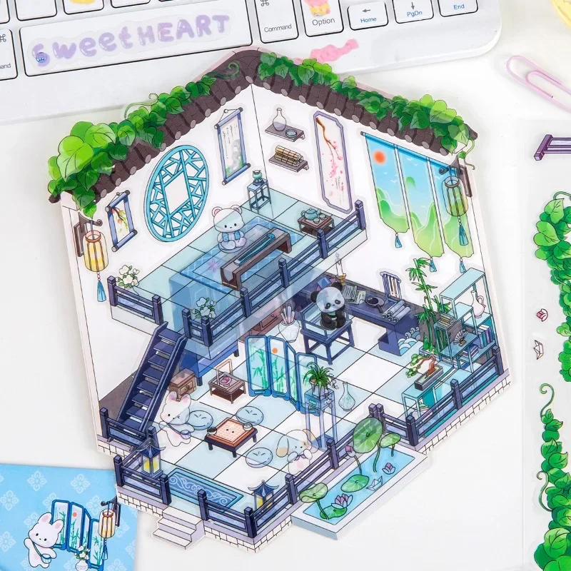 3D Diy Creative Pet Cartoon Sticker Miniature Landscraping Scenes Decora Stress Relief Sticker Toy for Adult Children Waterproof