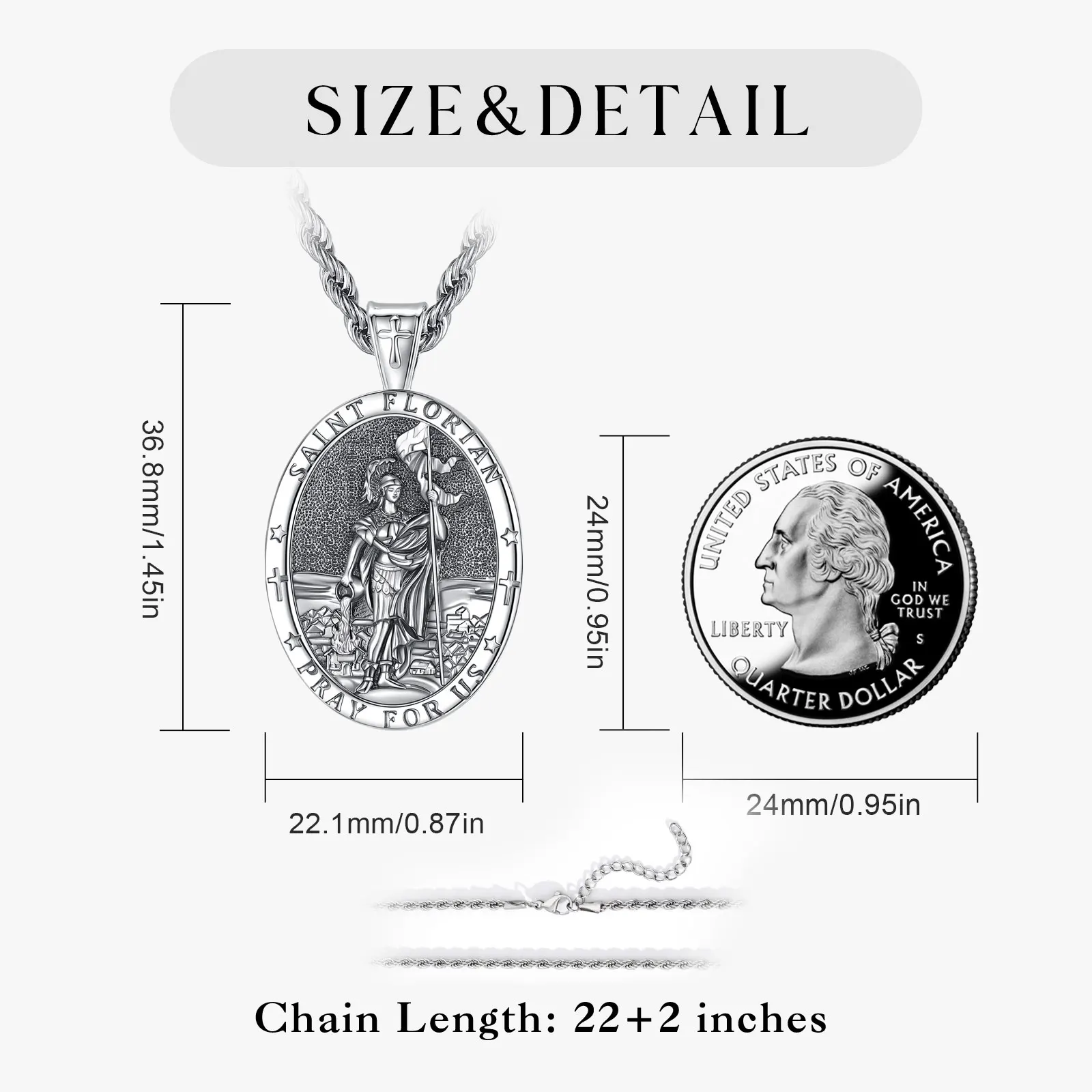 Eudora Copper Saint Florian Necklace Protect Us Firefighter Amulet Pendant Christian Religious Jewelry Fine Gift ﻿for Men Woman