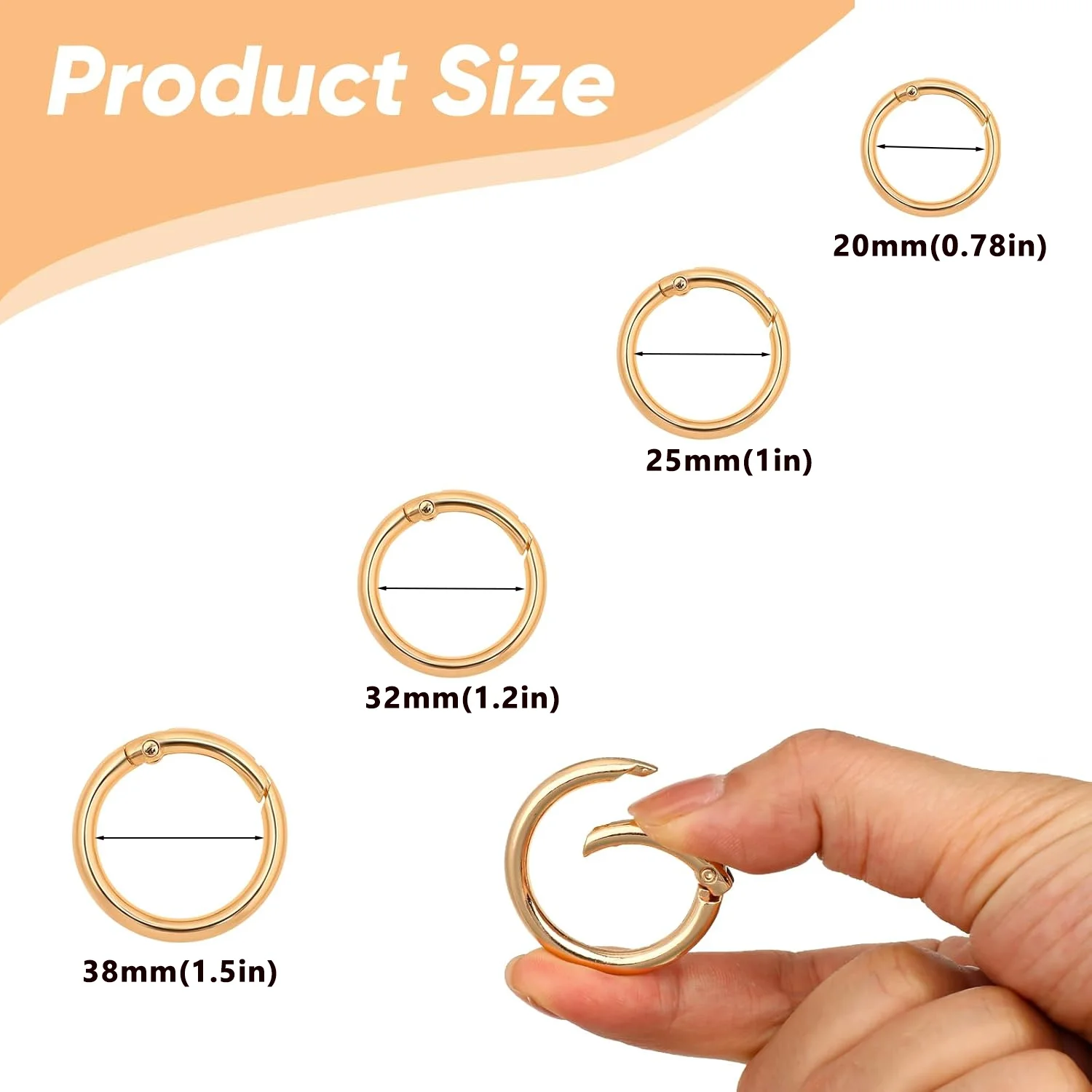 5pcs Spring O Ring Clip Round Spring Ring Clasp Key Rings for Keychain Buckle Key Hook Snap Clips for Purse Strap Jewelry Making