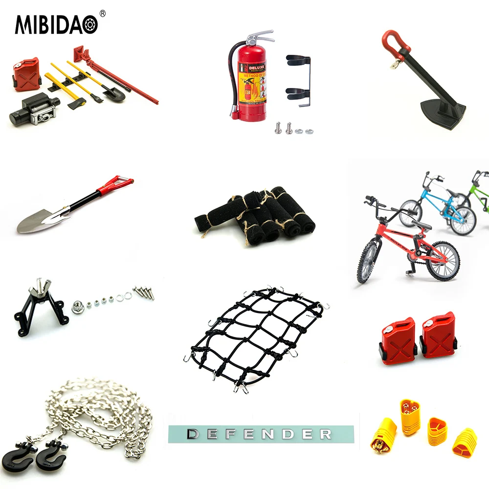 MIBIDAO Mini Simulated Decoration Tools Accessories for 1/10 RC Crawler TRX4 Axial SCX10  D90 D110 Car DIY Parts