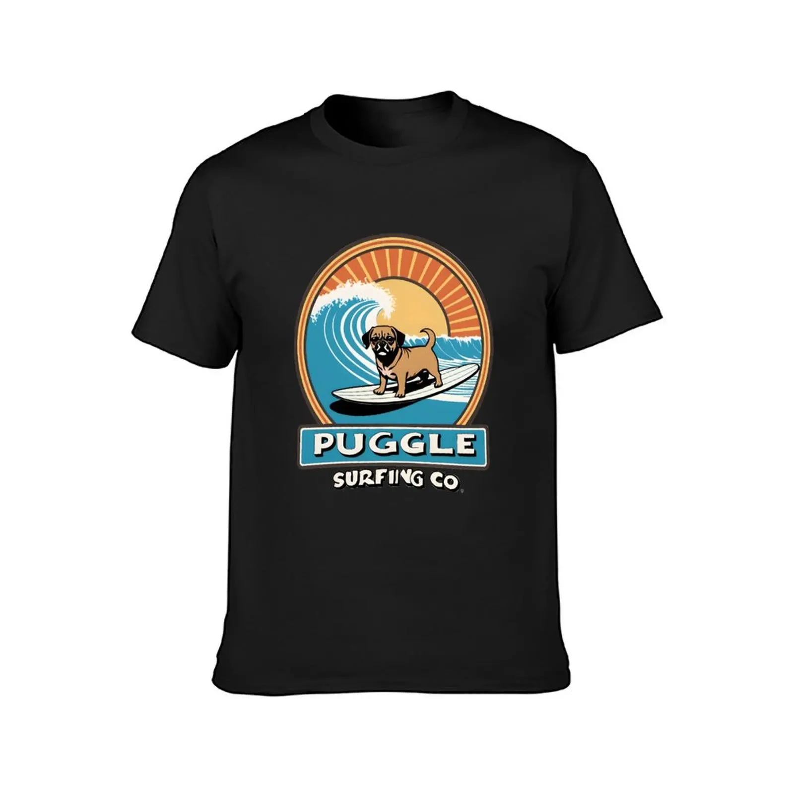 Футболка Puggle Surf Co., аниме, винтажная одежда, принты животных для мальчиков, футболки с короткими рукавами на заказ для мужчин