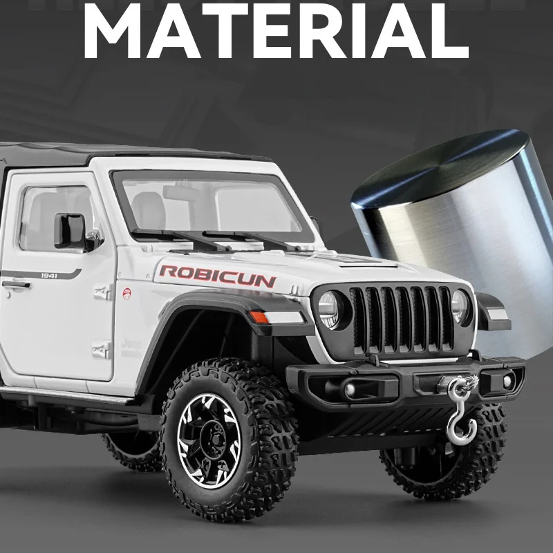 1:24 Wrangler Rubicon Afneembare Dak Legering Model Auto Geluid en Licht Trek kinderen Speelgoed Collectibles verjaardagscadeau