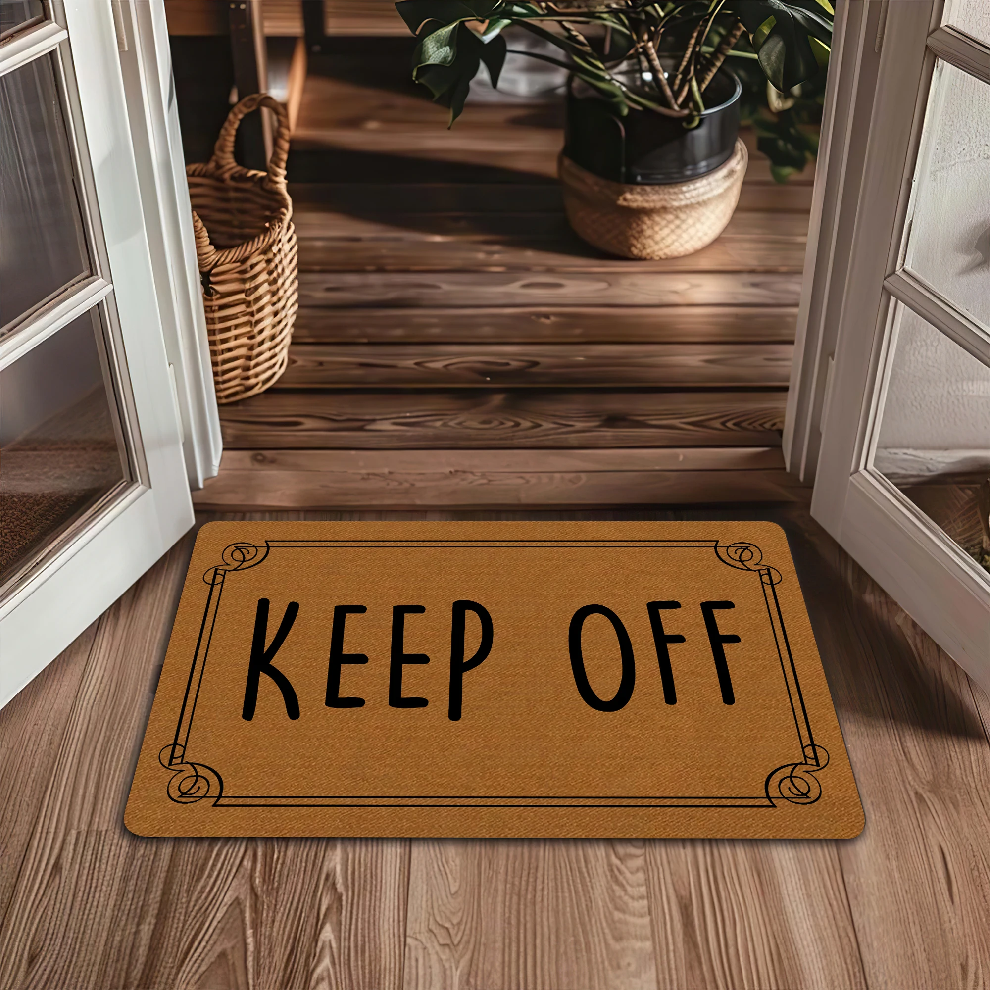 Funny Keep off Doormat Humorous Welcome Mat with Rubber Backing Non-Woven Fabric for Front Door Porch Entryway Indoor Outdoor