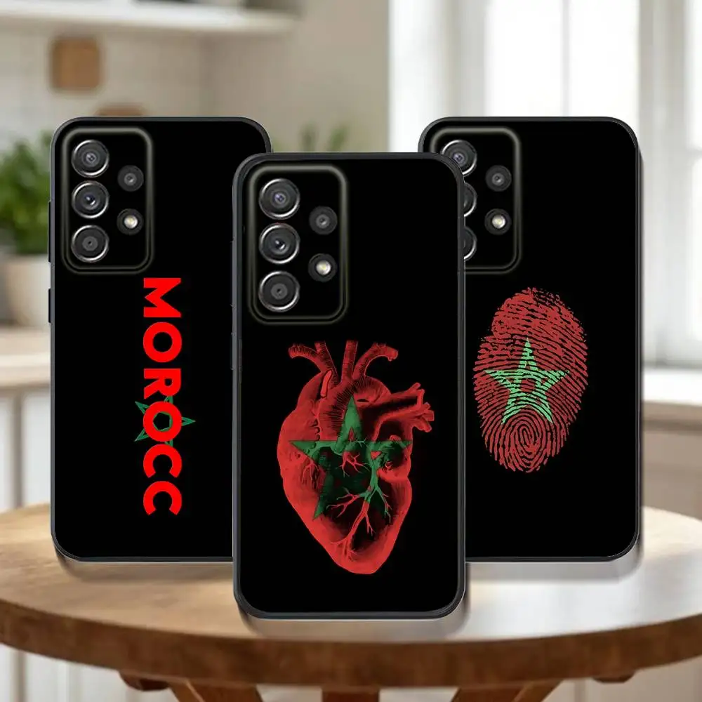 

Morocco Flag Phone Case For Samsung Galaxy A73,72,51,53,52,71,22,5G,Note,J7,8,9 Soft Black Cover