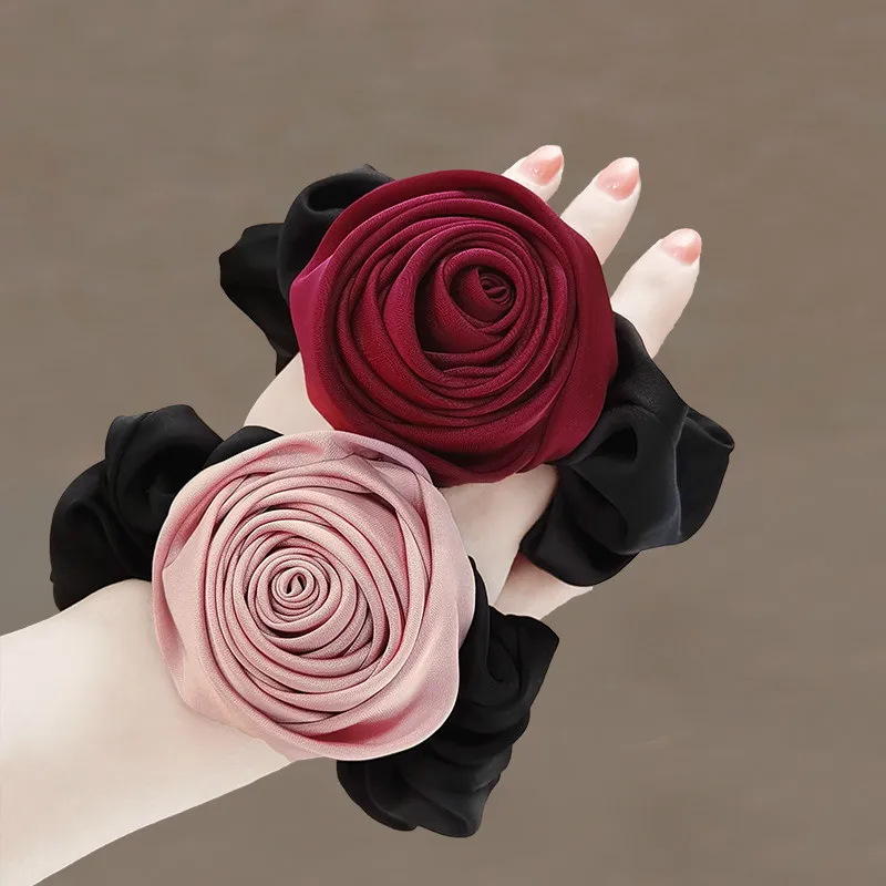 Rose Hair Band 2023 New Pork Intestine Tie up a Bun Hairstyle Flower-Shaped Hairpin for Niche Flower Hair Rope hair accessories