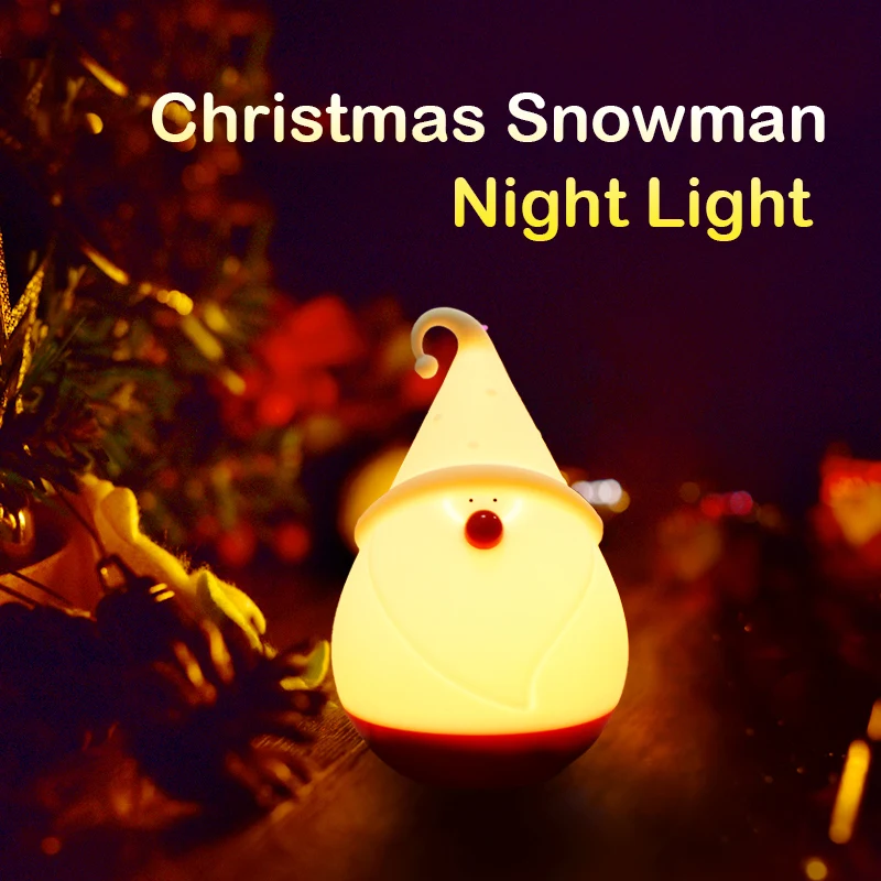 Christmas snowman night light USB charging multi-color silicone lamp festive atmosphere lamp room decoration lamp Christmas gift