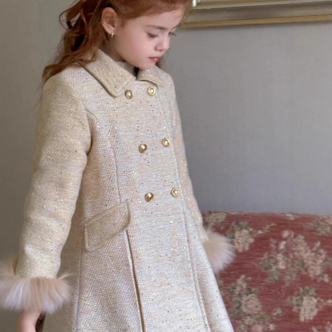 معطف الفتيات 2025 الخريف والشتاء ملابس الأطفال الجديدة الكورية نمط فتاة طفل ألف الذهب الرياح الخصر كليب معطف القطن #4