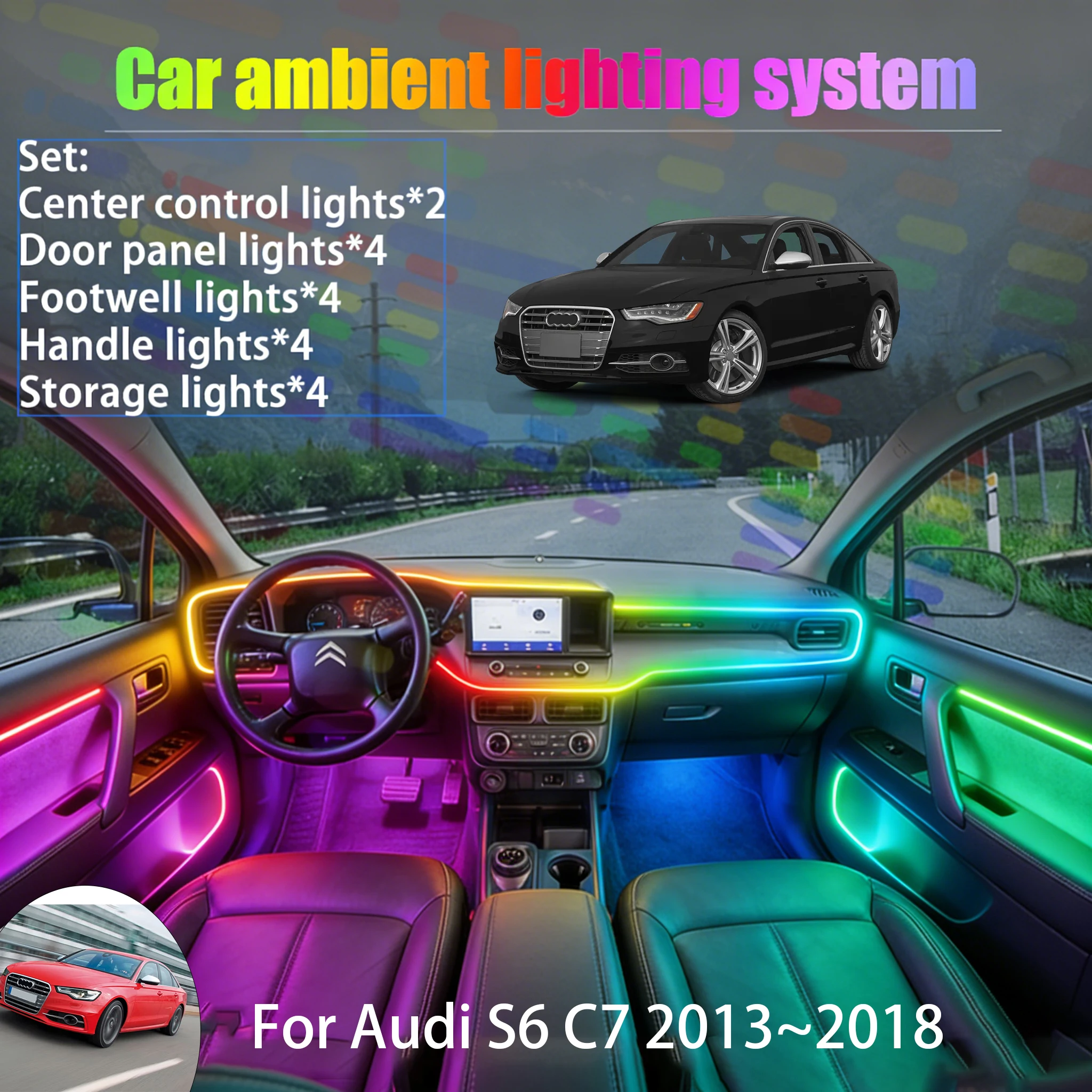 

Для Audi S6 C7 2013~2018 MK4 2/18: Комплект светодиодной подсветки салона и багажника (USB RGB) – Автозапчасти