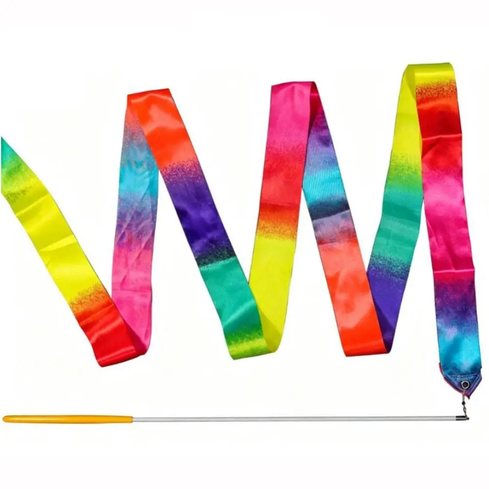 2M/4M/6M Rhythmic Gymnastics Equipment Stick Rainbow Color with Stick Sparkling Performance Props Twirling Dance Ribbons