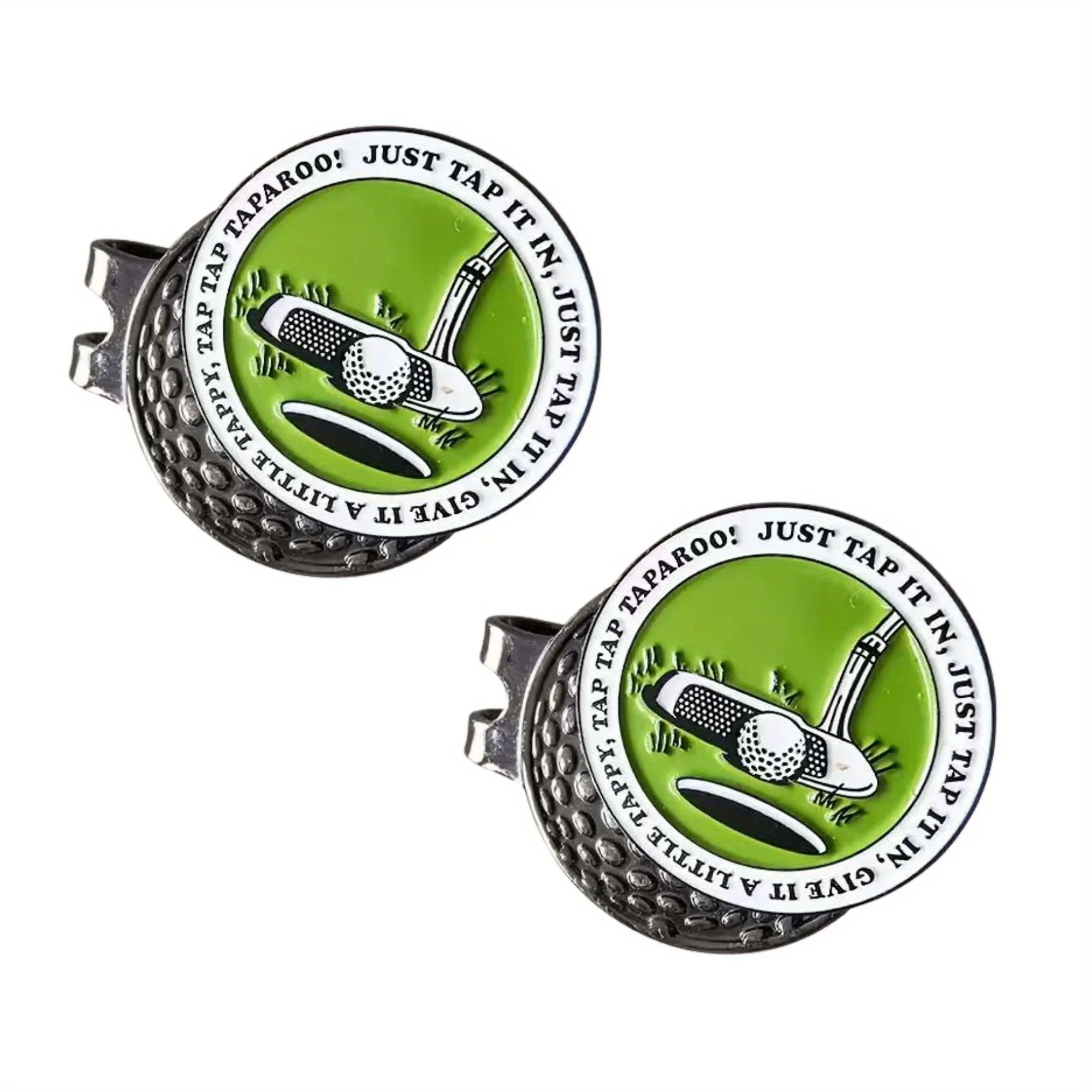 2 Stück grüne Golfballmarker aus Eisen, 2 Stück langlebige Golfballmarker aus grünem Eisen mit starkem magnetischem Hutclip, praktische Hutklammern