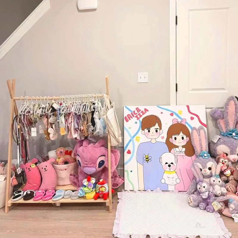 ‌Solid Wood Coat Rack System, Large Pet Clothes Organizer, Indoor Animal Wardrobe Cabinet, Space-Saving Cat Apparel Pole Stand