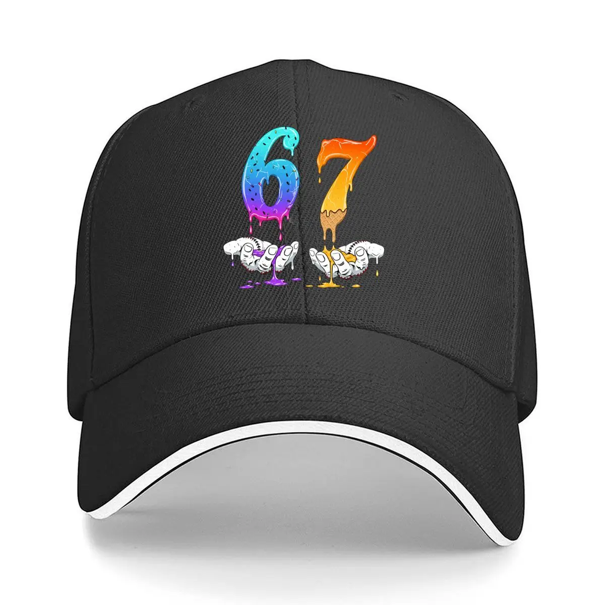 Six Seven Dripping Baseball Hands Funny Meme Graphic Sandwich Baseball Cap Sun Cap Outdoor Workouts Hat