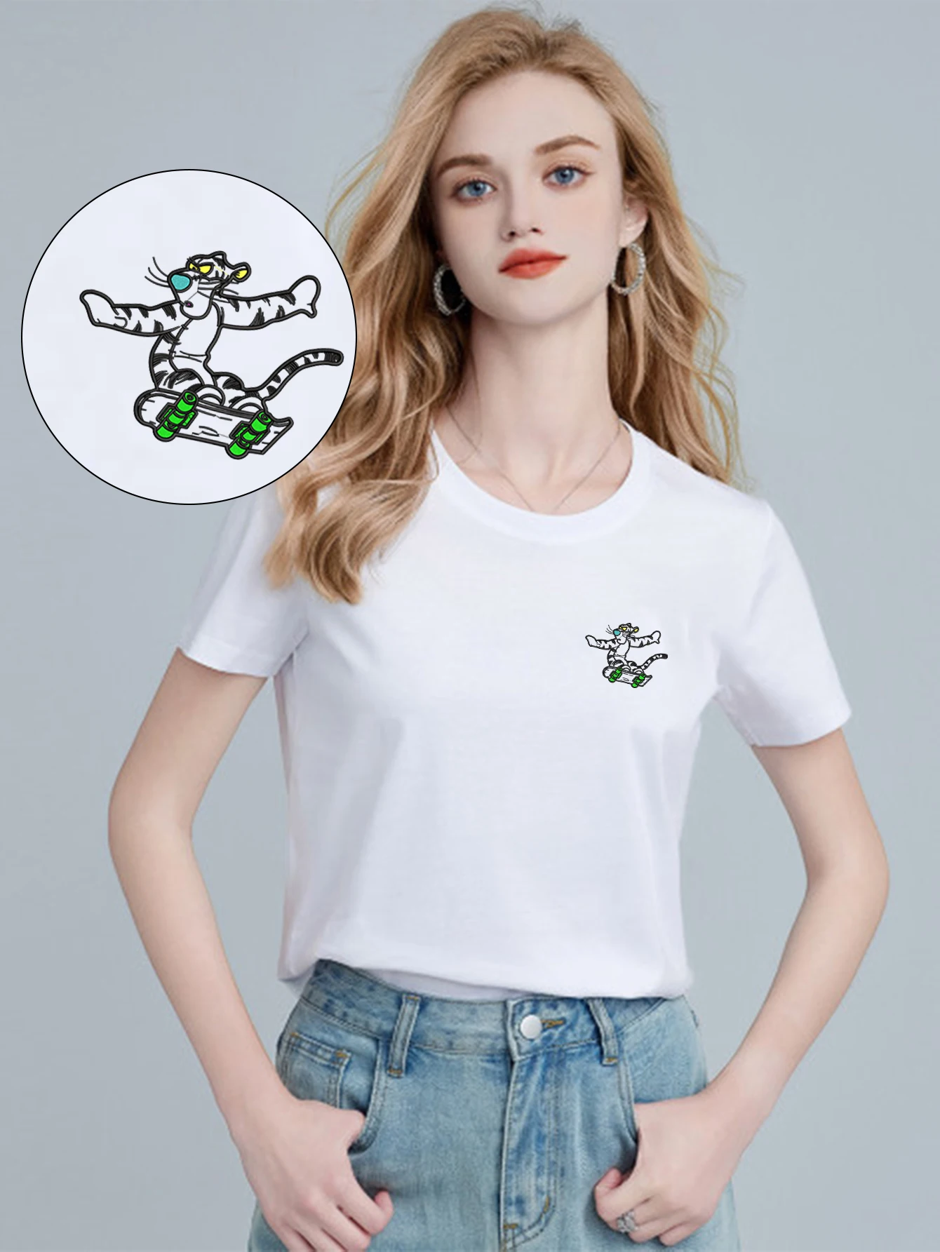 

Bold Men & Women Embroidered Cotton T-Shirt – Stylish Skate Tiger T-Shirts with Luxury Embroidery for Youth Events