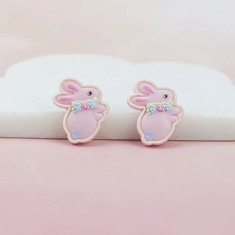 100Pcs Kawaii  Cartoon Rabbit Flat Back Resin Cabochon DIY Hair Bows Center Accessories Scrapbooking Phone Decoration Craft