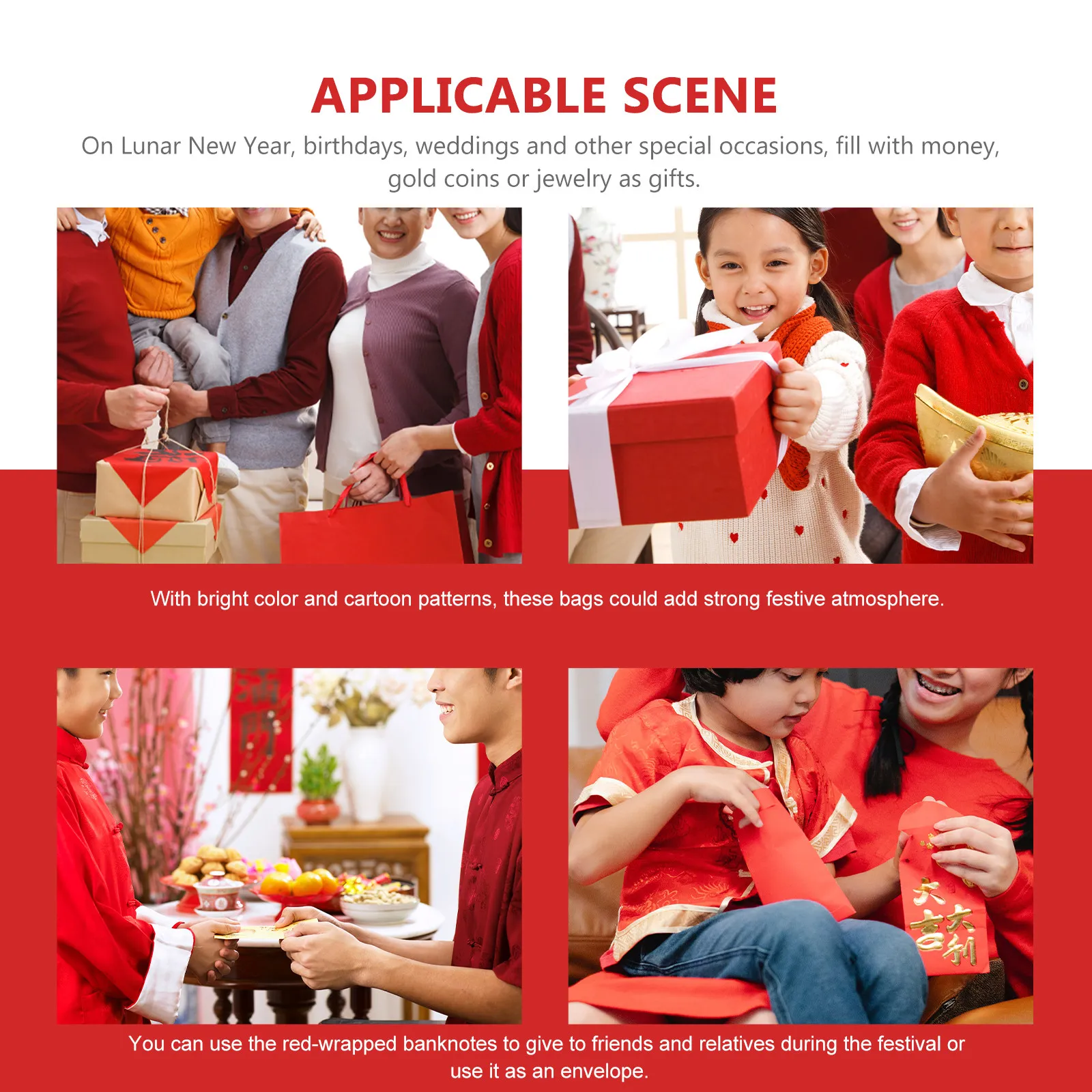 

36 шт. красных конвертов в китайском стиле с тигром, держатели для денег на удачу, декоративные подарочные конверты для семьи и детей на Новый год