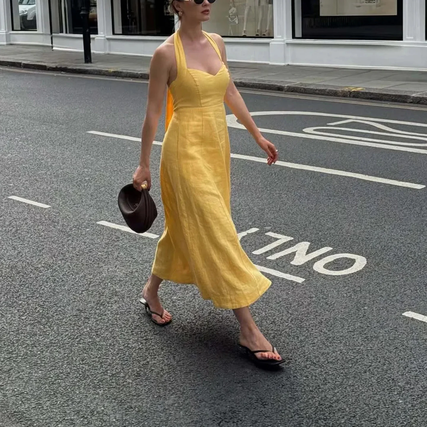 صيف جديد وصول المرأة حصيرة القطن الكتان مزيج عقدة Ne شنقا عالية الخصر ميدي طويل الدكتور #4