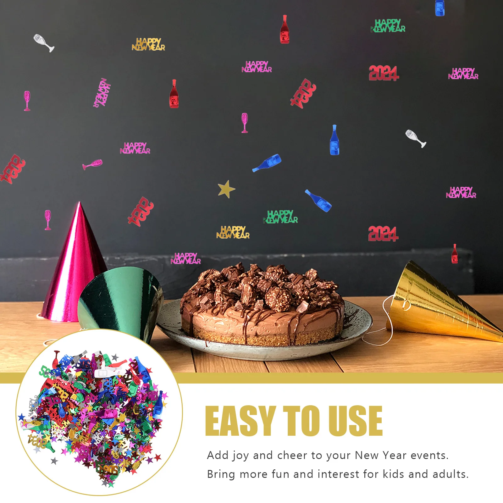 

Party Supplies New Year Decoration Confetti Sequins Day Decorations Glass for Table Years Colorful Eve Props