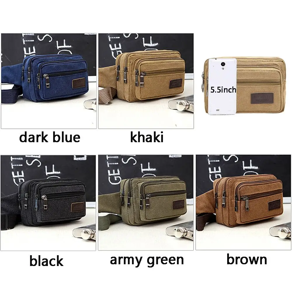 Fashion Waist Bag For Men Canvas Fanny Pack Man Multifunction Pocket Pack Belt Travel Shoulder Bag Outdoor Sports Men's Belt Bag image 5