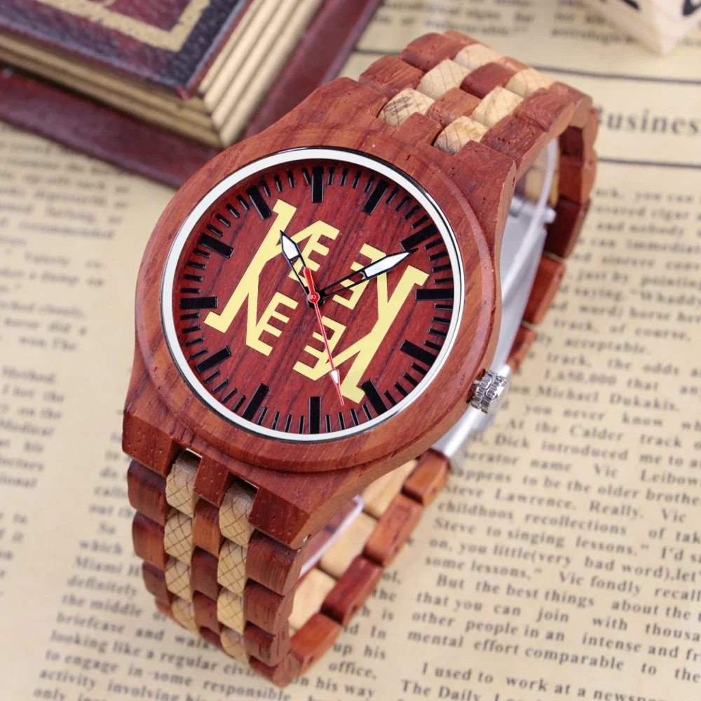 

Деревянные кварцевые наручные часы для пары MT1068 с дисплеем недели, красочный деревянный ремешок, модный свадебный подарок, часы