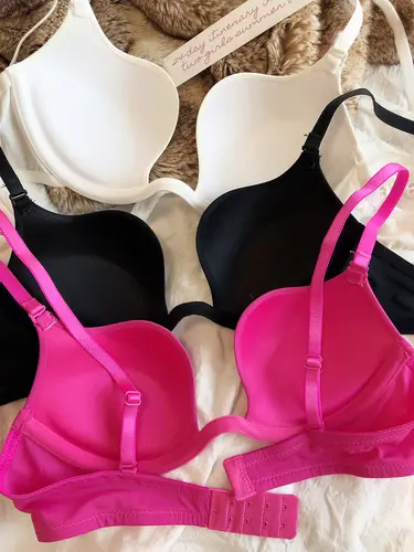 Imagen 2 del producto Lencería de taladro caliente para mujer, sujetador de realce Sexy, decoración de circón brillante, sujetador Invisible en forma de U, ropa interior de copa gruesa