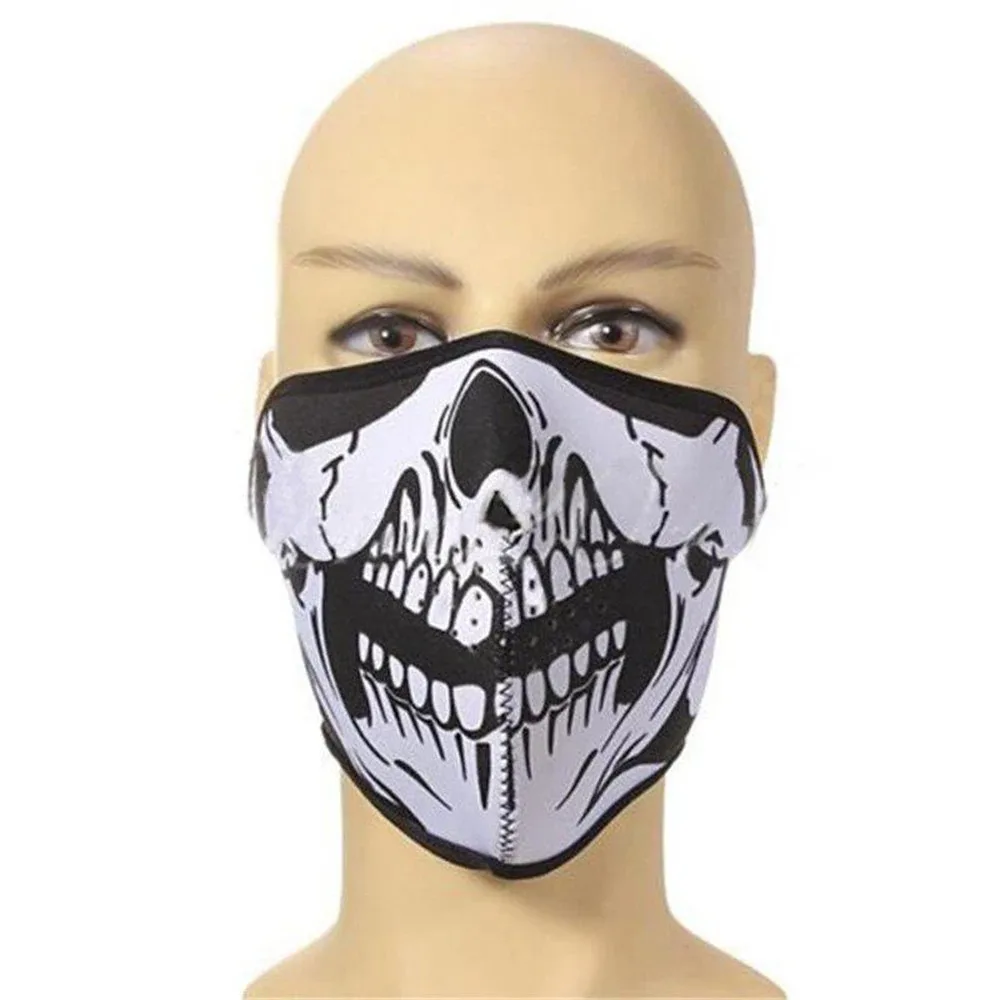 Funny Skull Half Face Mask Skeleton Neck Warmer Motorcycle Helmet Ski Sport Biker Cycling Neoprene for Halloween