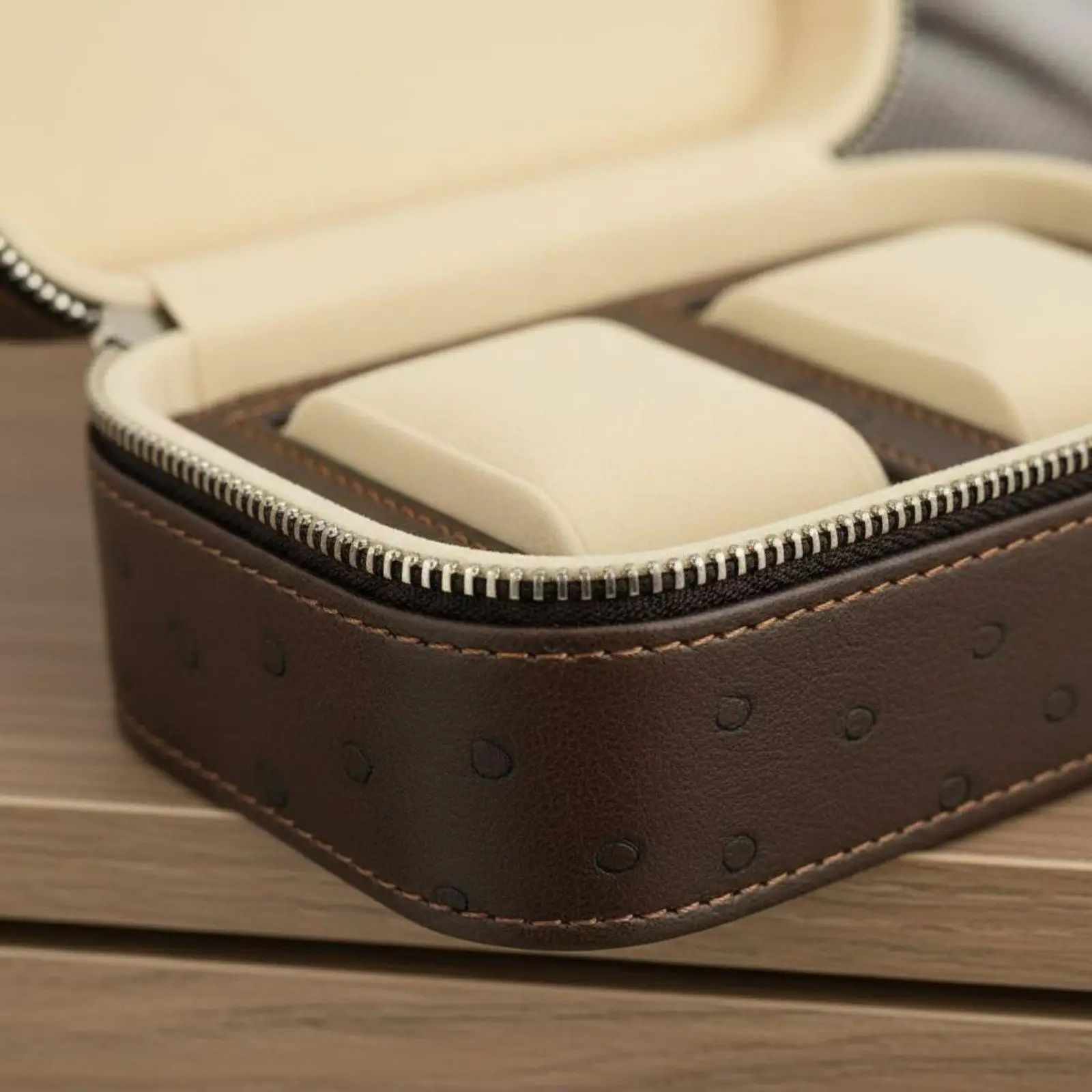 Scratch Resistant Leather Watch Travel Case Portable Flannel Lined Storage Box for Watches Rings Small Items