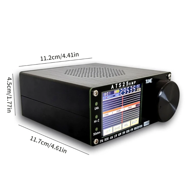 휴대용 ATS25 AMP 수신기 132KHZ-30000KHZ 조정 가능한 색상 감동 디스플레이 큰 스피커 3.7V/3000ma TYPE-C