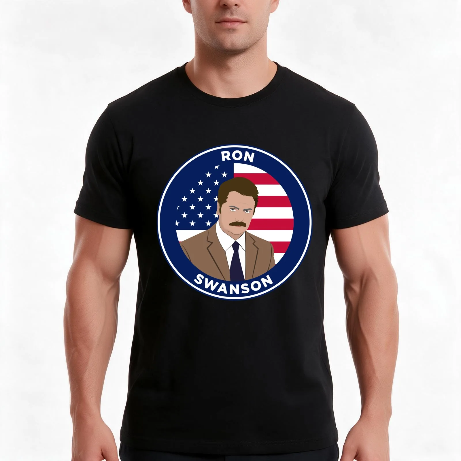 Ron Swanson - Parks and Rec T-Shirt Summer Casual Cotton Tee Oversized Streetwear Tops Vintage Graphic Print 100% Cotton