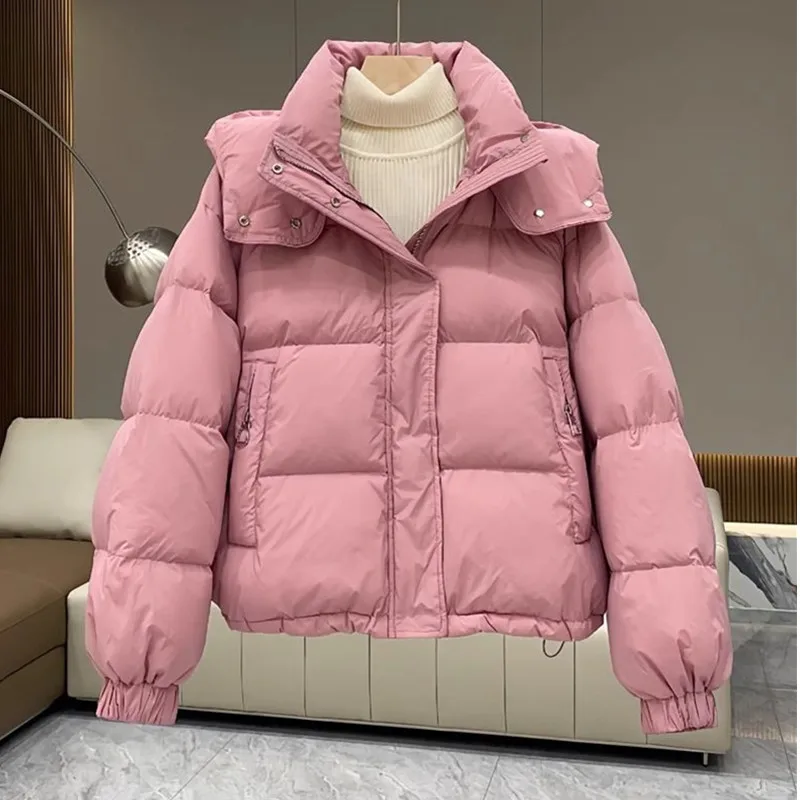 Chaqueta de plumón holgada para mujer, parka informal de gran tamaño con capucha, acolchada de algodón suave y cálido, ropa de nieve coreana para invierno, novedad de 2024