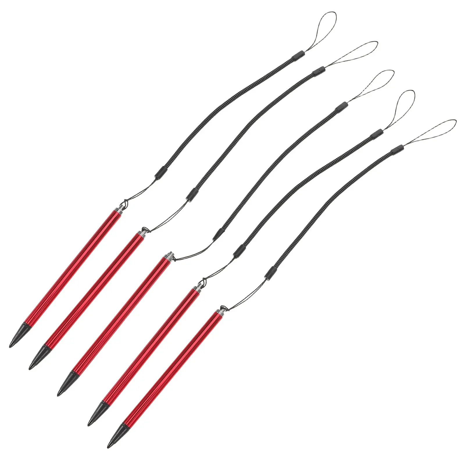 5Pcs Resistive Stylus Pen Red Fine Point High Accuracy Spring Coil Rope Touchscreen Pen Tablet Phone Plastic Stylus