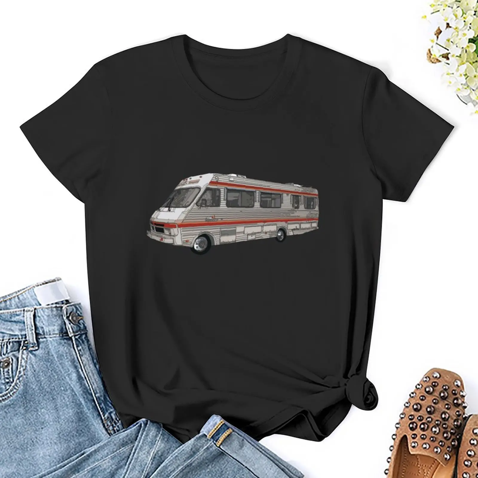 Camper desenhado à mão camiseta feminina, Fleetwood Bounder, Funnys sublime, moda coreana