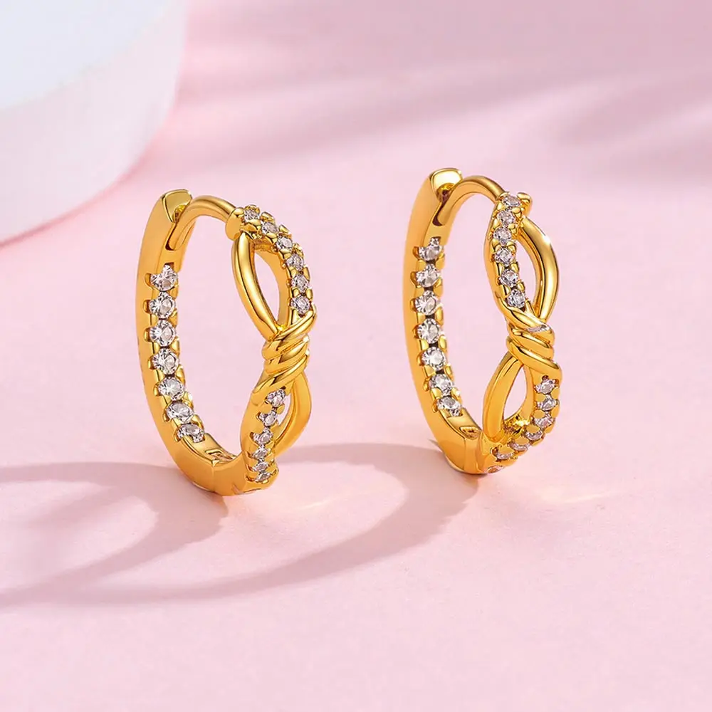 New 925 Sterling Silver Earrings Infinity Twist Hoop Earrings Original Earring For Ladies Fashion Friends Party Daily Wear Gifts