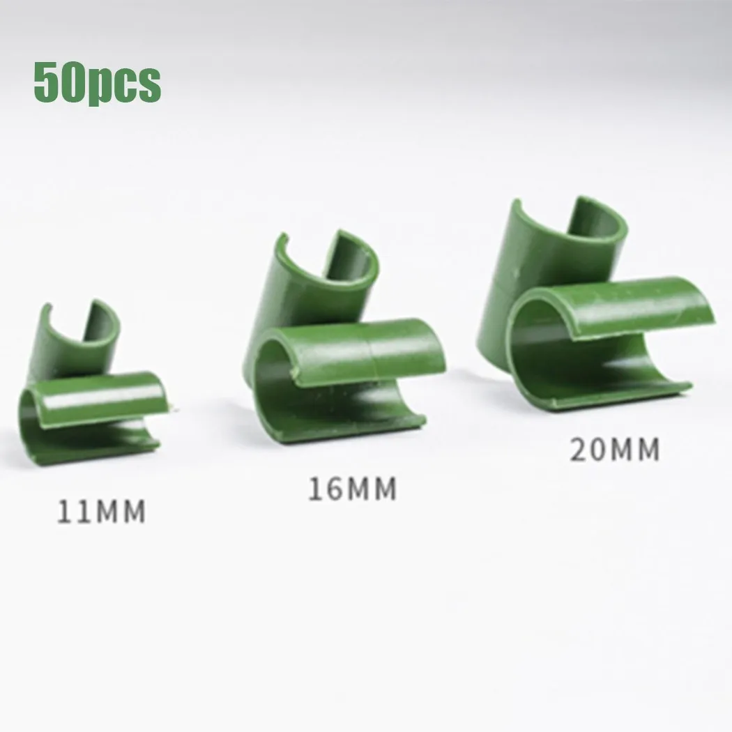 50pcs 11/16/20mm Plant Trellis Stake Clips For Fixed Frame Rod Greenhouse Film Bracket Sun Screen Rod Connector Climbing Pergola