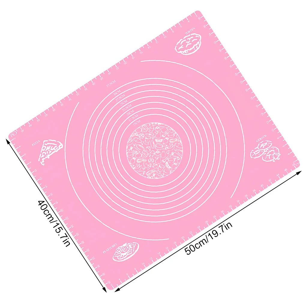 Tapete de silicona antideslizante con escala, almohadilla de pastelería antiadherente gruesa, mantel individual para pastel de Fondant, morado, patrón aleatorio