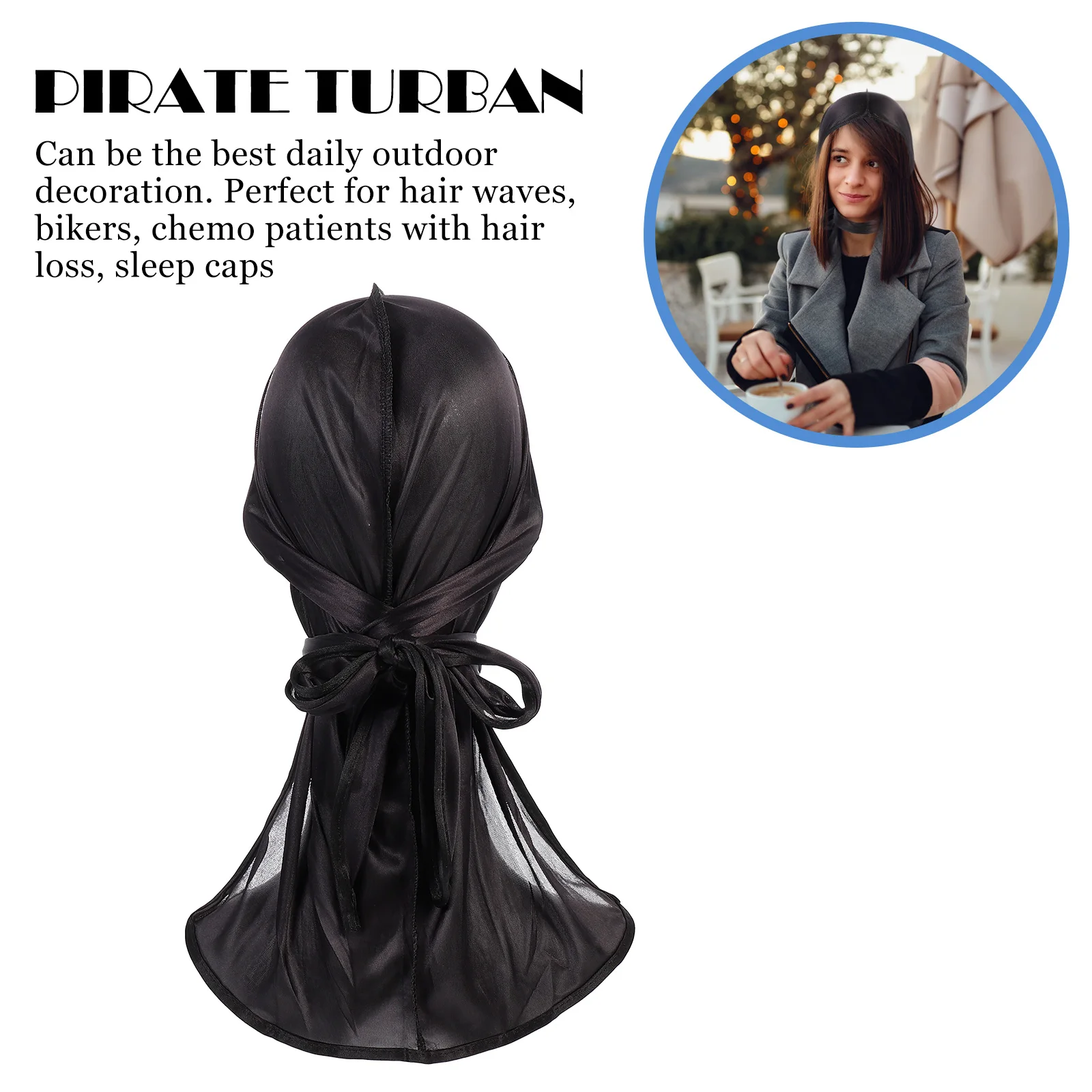 

4pcs Silk Pirate Hat Long Tail Durag Hair Turban Sleeping Cap Stretch Beanie Men Women Bike Riding Soft Comfortable