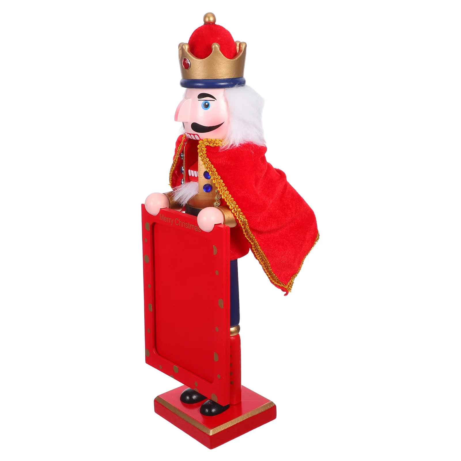 

38cm Nutcracker Wooden Photo Frame Christmas Mantel Display Handcarved Decorative Centerpiece for Holiday Gatherings